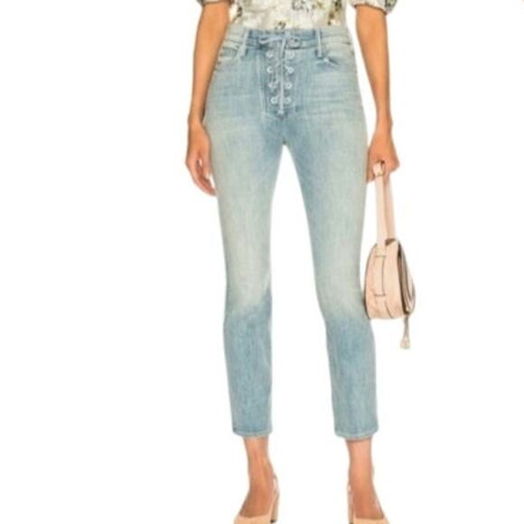 Mother Lace Up Dazzler Ankle Jean Light Wash Womens Size 27 - Picture 1 of 6
